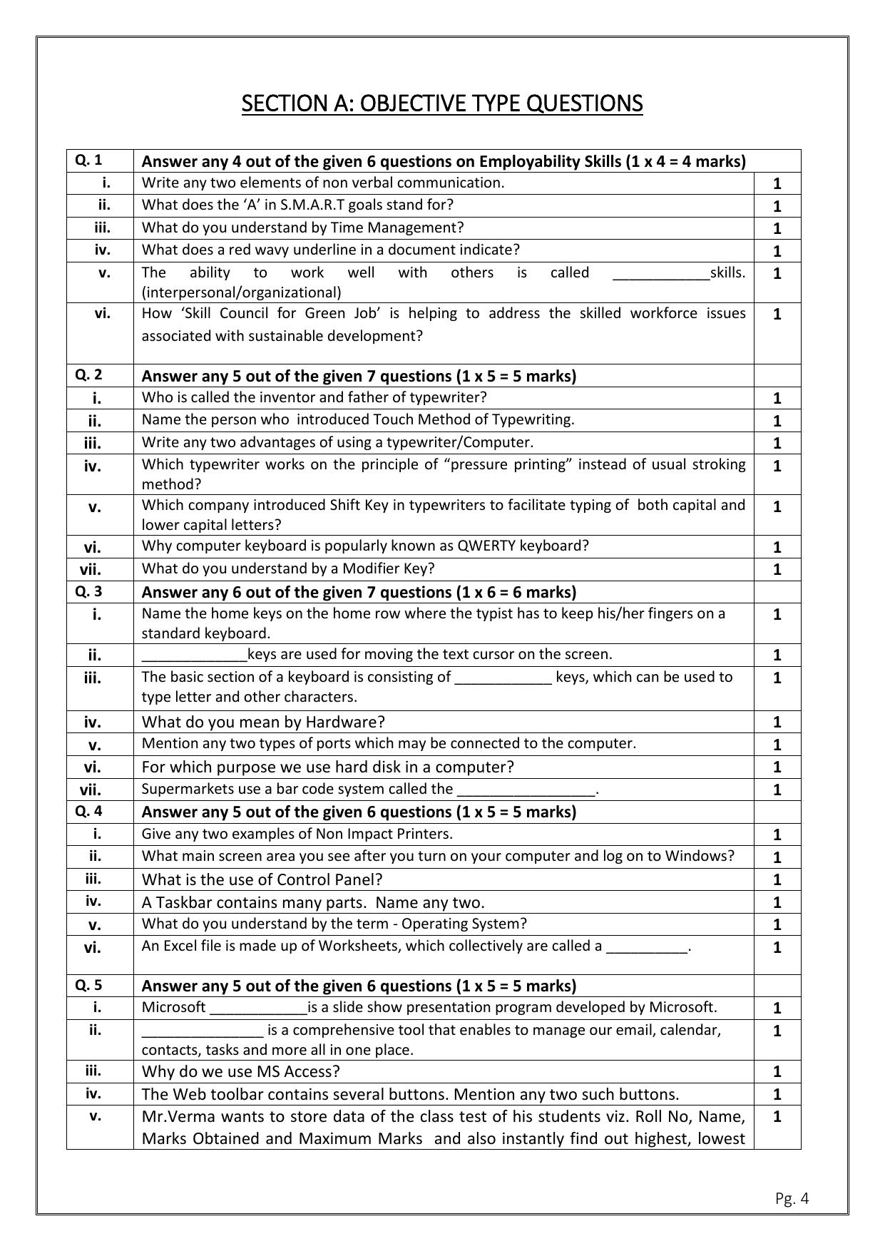 CBSE Class 11: TYPOGRAPHY & COMPUTER APPLICATION 2024 Sample Paper - Page 4