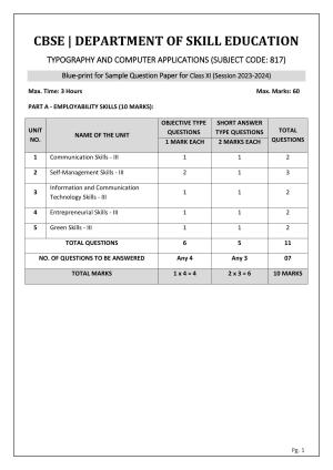 CBSE Class 11: TYPOGRAPHY & COMPUTER APPLICATION 2024 Sample Paper