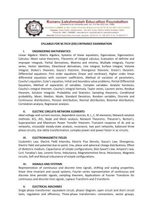 KLEEE M.TECH (EEE) Syllabus