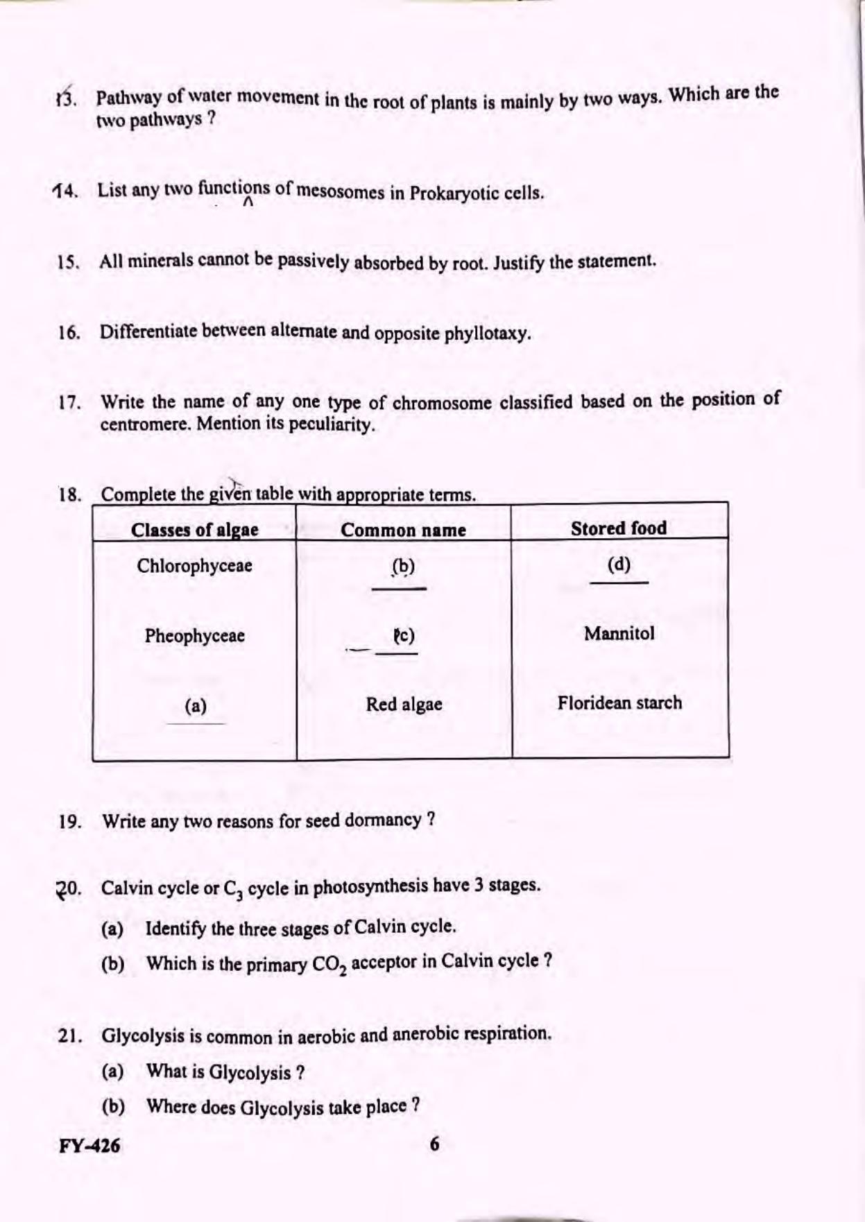 Kerala Plus One 2022 Biology (Botany&Zoology) Question Papers - Page 3