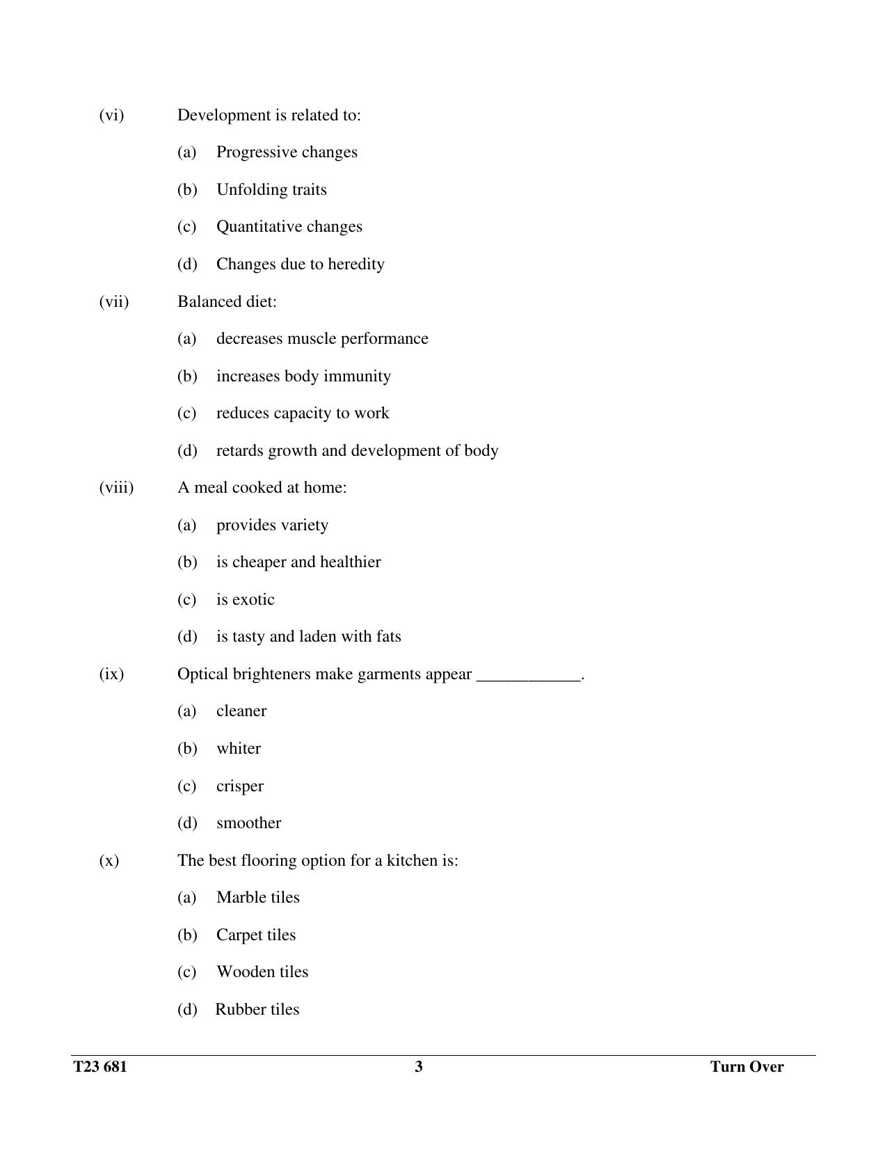ICSE Class 10 HOME SCIENCE 2023 Question Paper - Page 3
