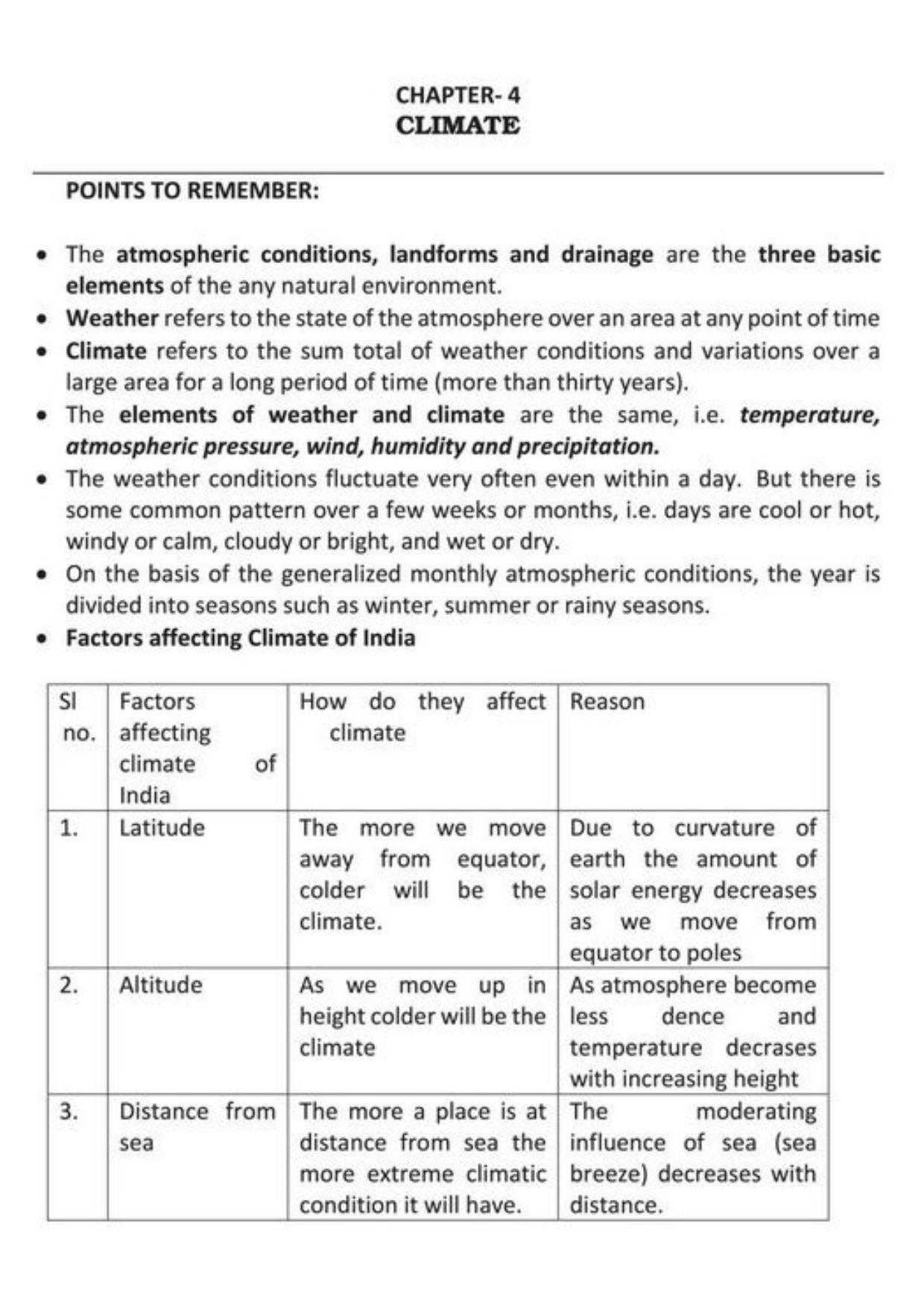 Class 9 Notes, Question & Practice Paper - Geography (Topic 4 : Climate) - Page 2