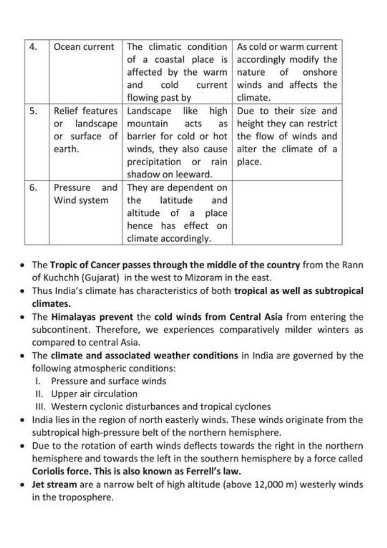 Class 9 Notes, Question & Practice Paper - Geography (Topic 4 : Climate) - Page 3