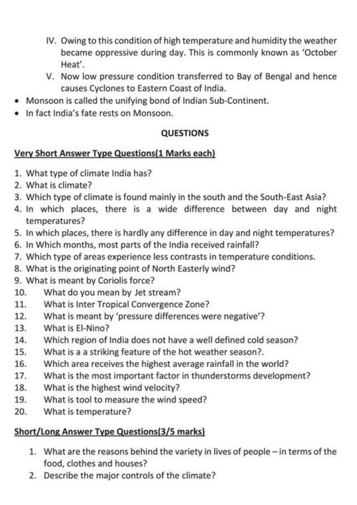 Class 9 Notes, Question & Practice Paper - Geography (Topic 4 : Climate) - Page 8