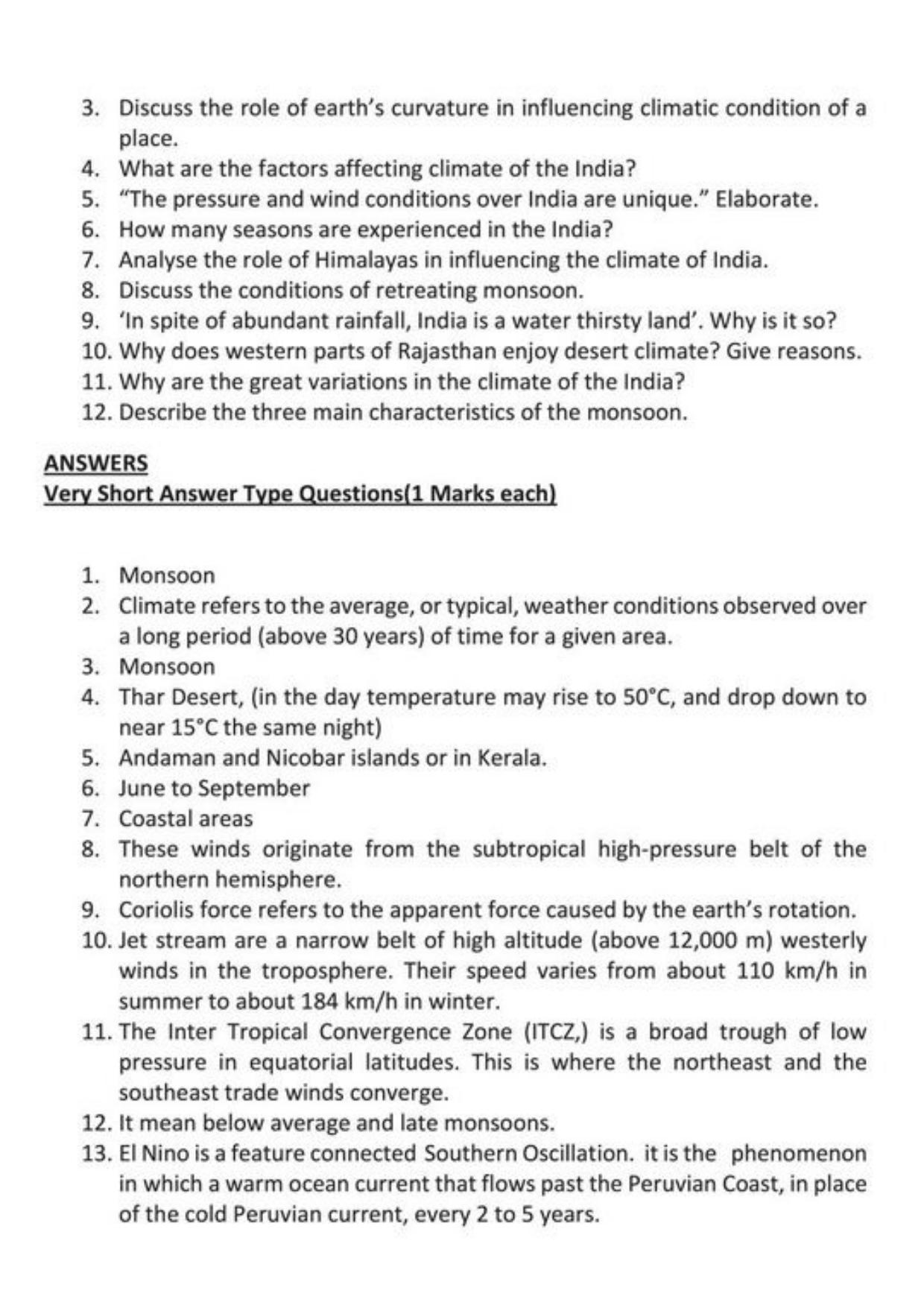 Class 9 Notes, Question & Practice Paper - Geography (Topic 4 : Climate) - Page 9
