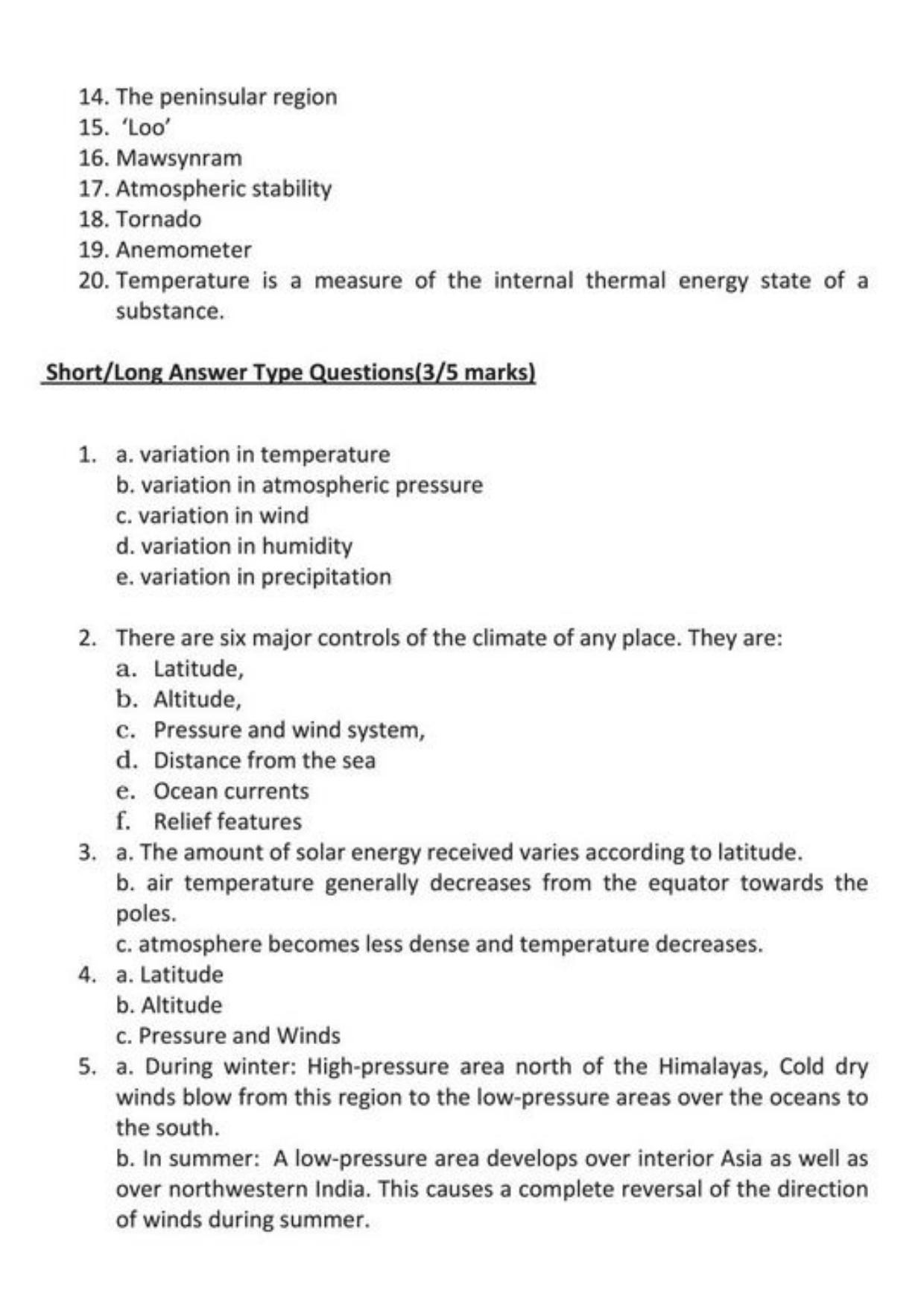 Class 9 Notes, Question & Practice Paper - Geography (Topic 4 : Climate) - Page 10