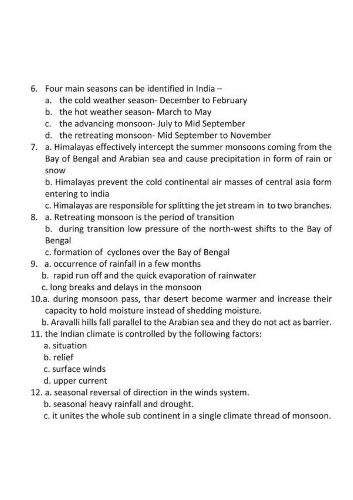 Class 9 Notes, Question & Practice Paper - Geography (Topic 4 : Climate) - Page 11