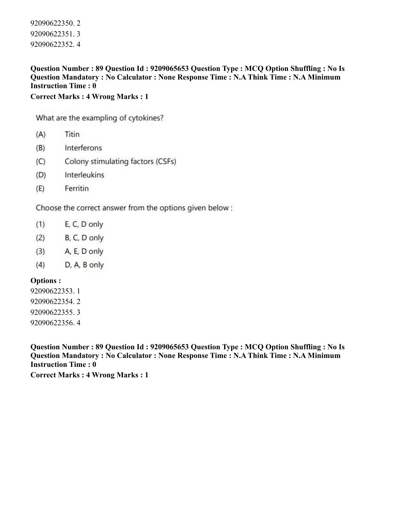 CUET PG 2023: SCQP17 – Life Science (Hindi)-Shift-3 (06-06-2023) Question Paper - Page 89