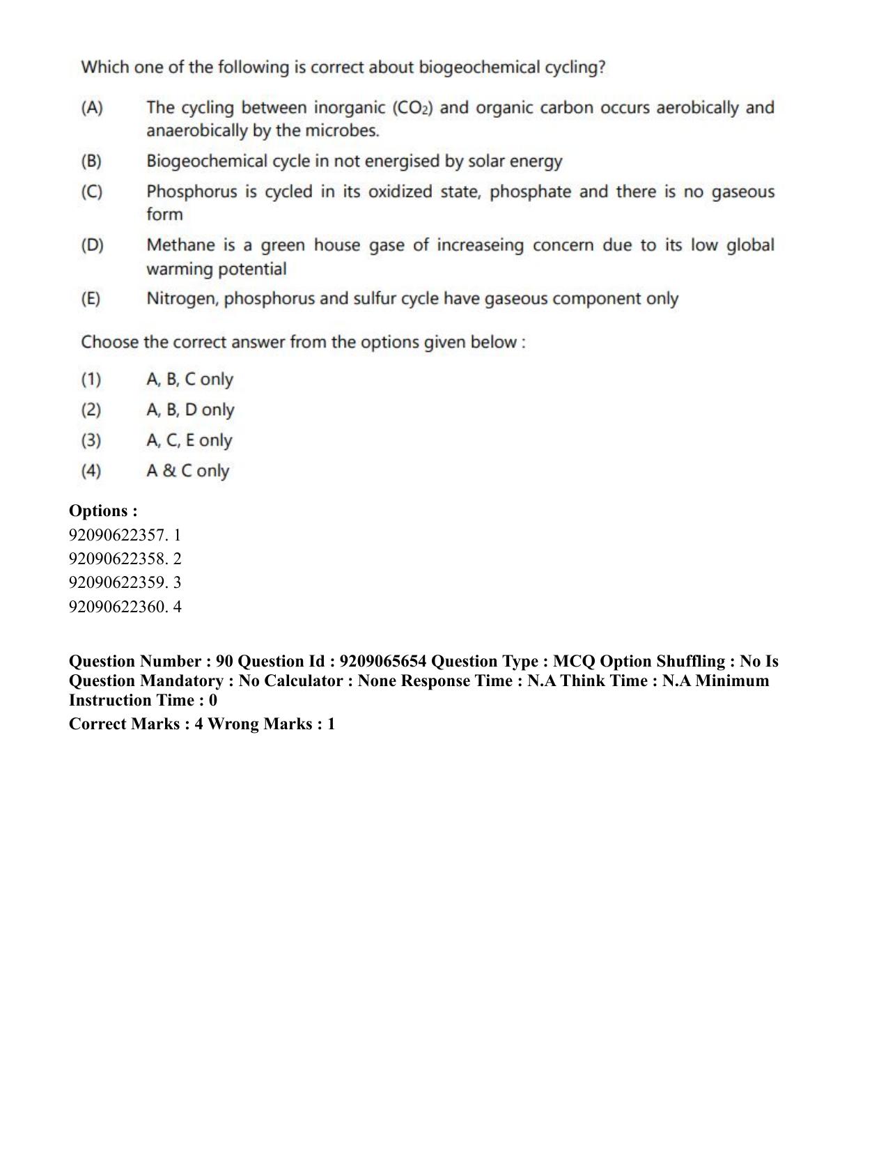 CUET PG 2023: SCQP17 – Life Science (Hindi)-Shift-3 (06-06-2023) Question Paper - Page 91