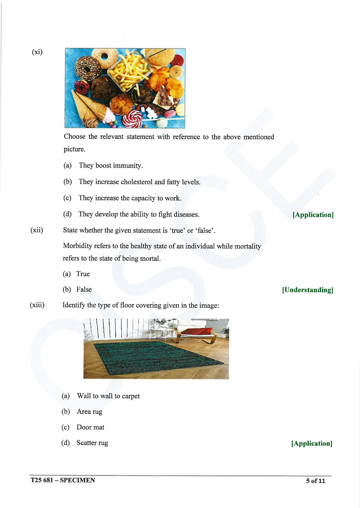 ICSE Class 10 2025 Home Science (QP & MS) Specimen Paper - Page 5