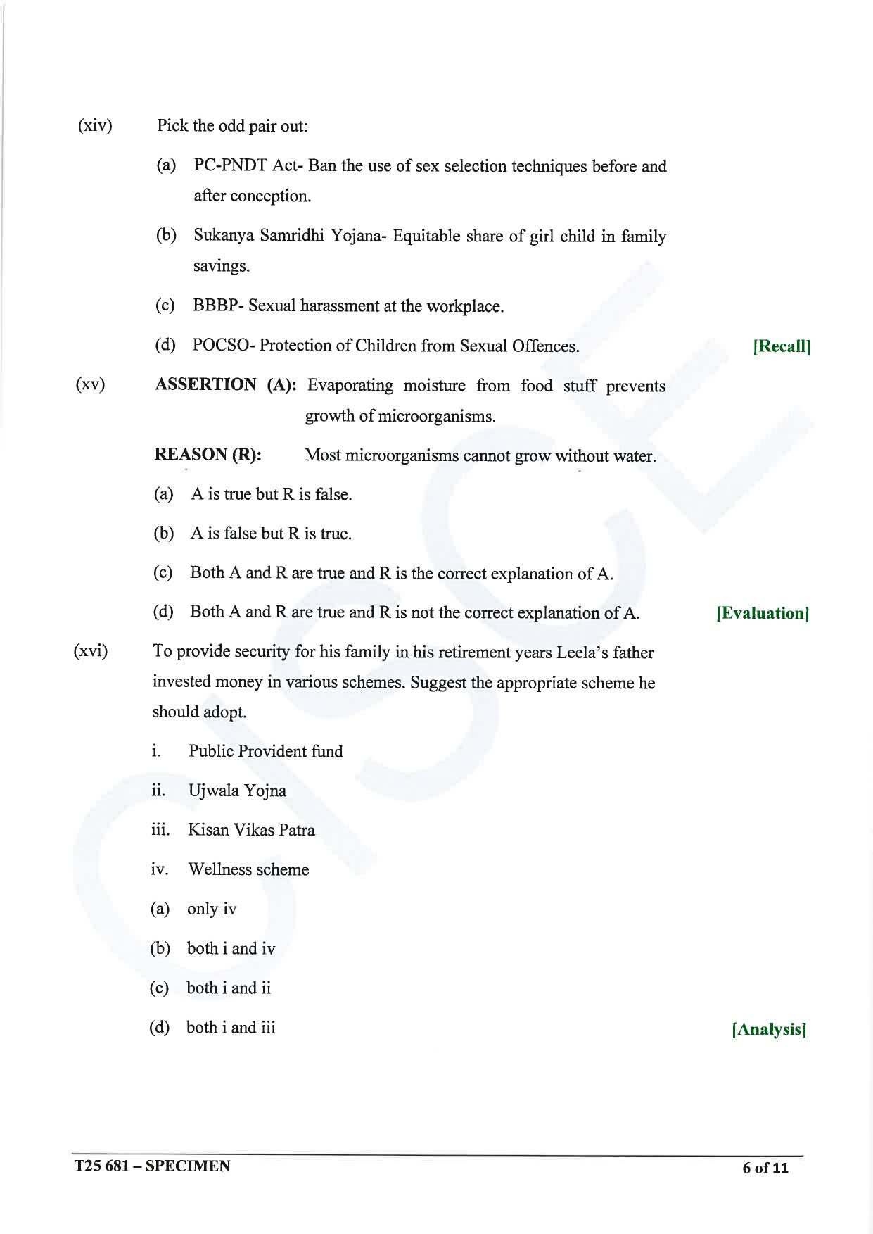 ICSE Class 10 2025 Home Science (QP & MS) Specimen Paper - Page 6