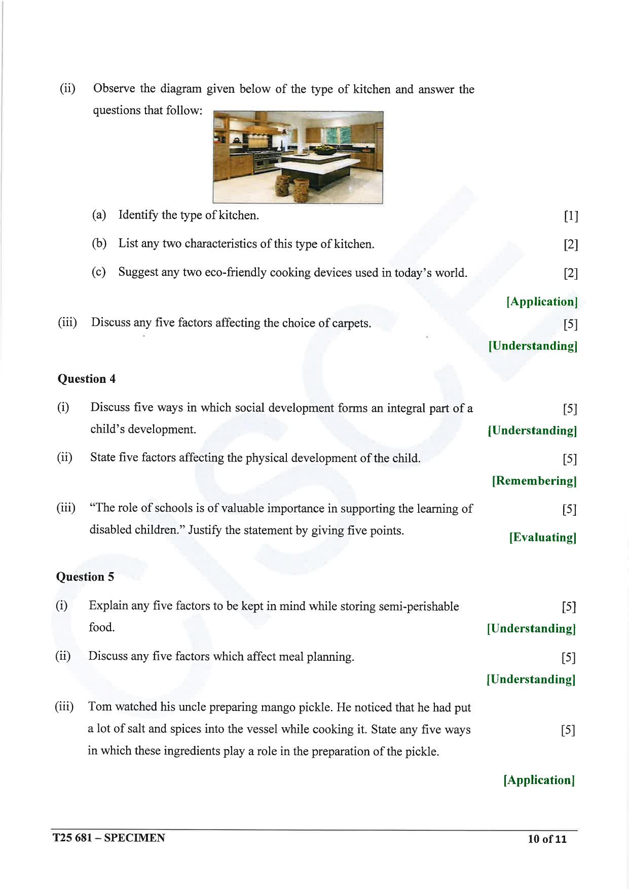 ICSE Class 10 2025 Home Science (QP & MS) Specimen Paper - Page 10