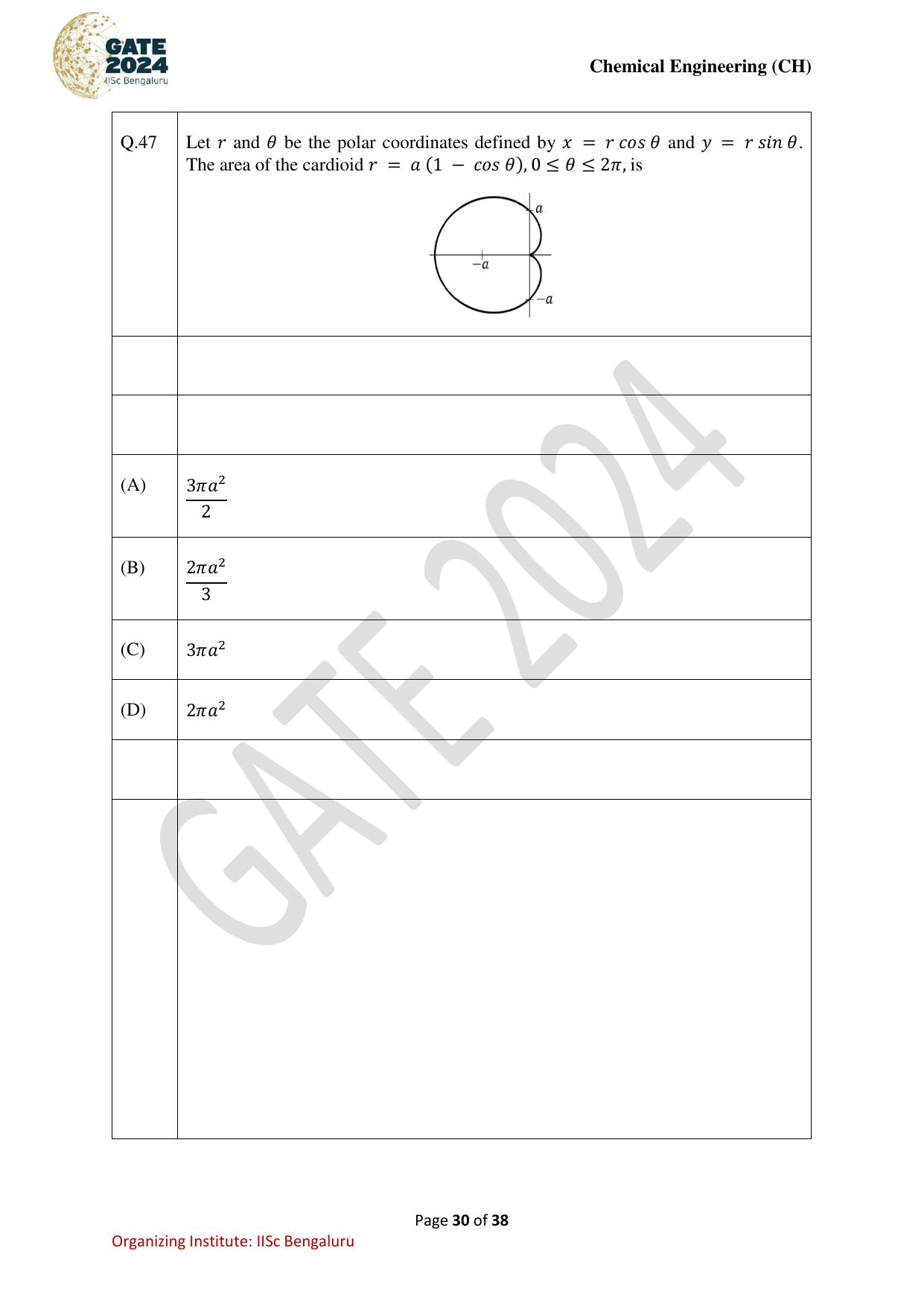 GATE 2024 Chemical Engineering (CH) Question Paper - Page 30