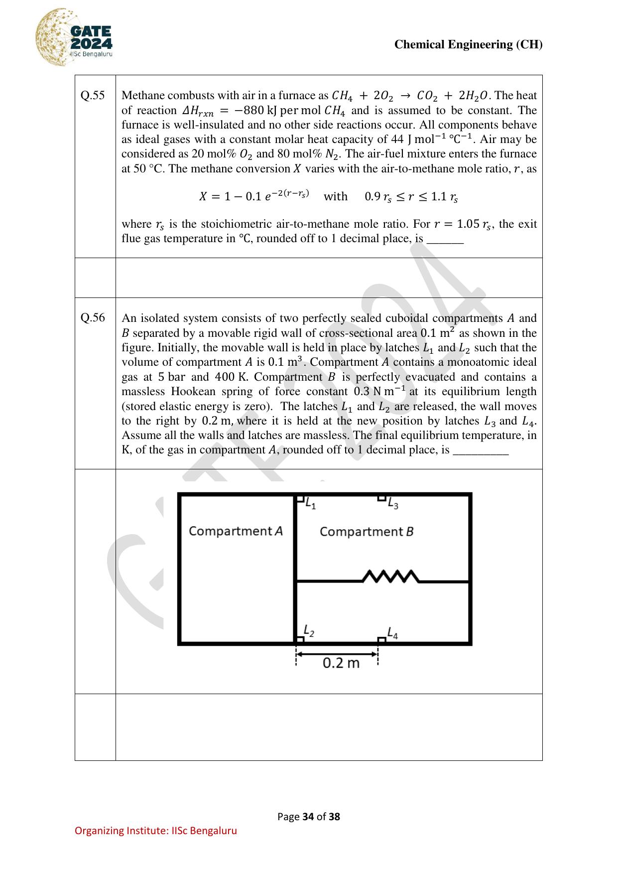 GATE 2024 Chemical Engineering (CH) Question Paper - Page 34