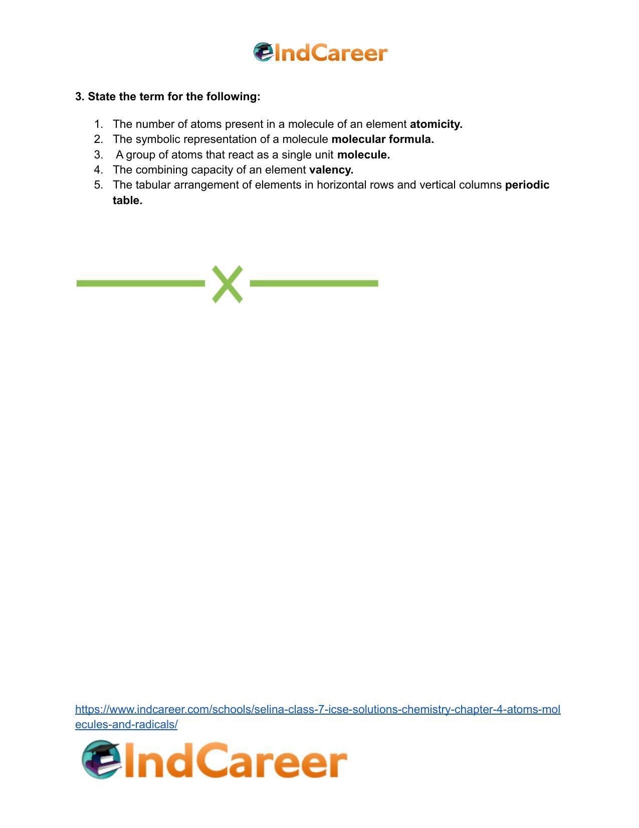 Selina Class 7 ICSE Solutions Chemistry : Chapter 4- Atoms, Molecules and Radicals - Page 9