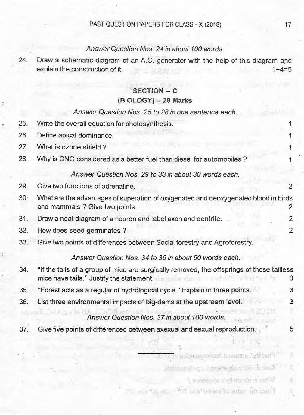 Manipur HSLC 2018 Science Question Paper  - Page 3