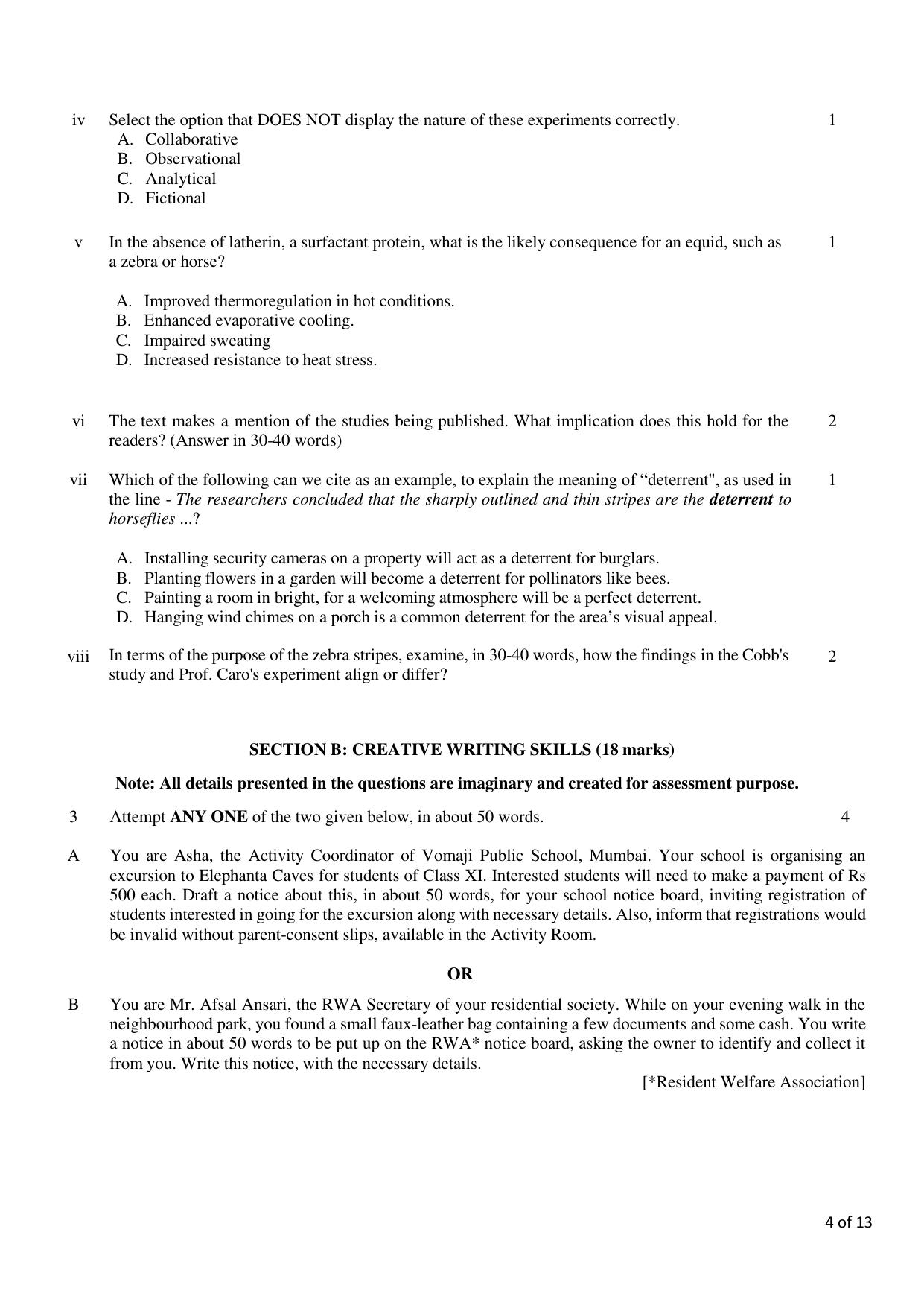 CBSE Class 12 English Core SET 2 Practice Questions 2023-24 - Page 4