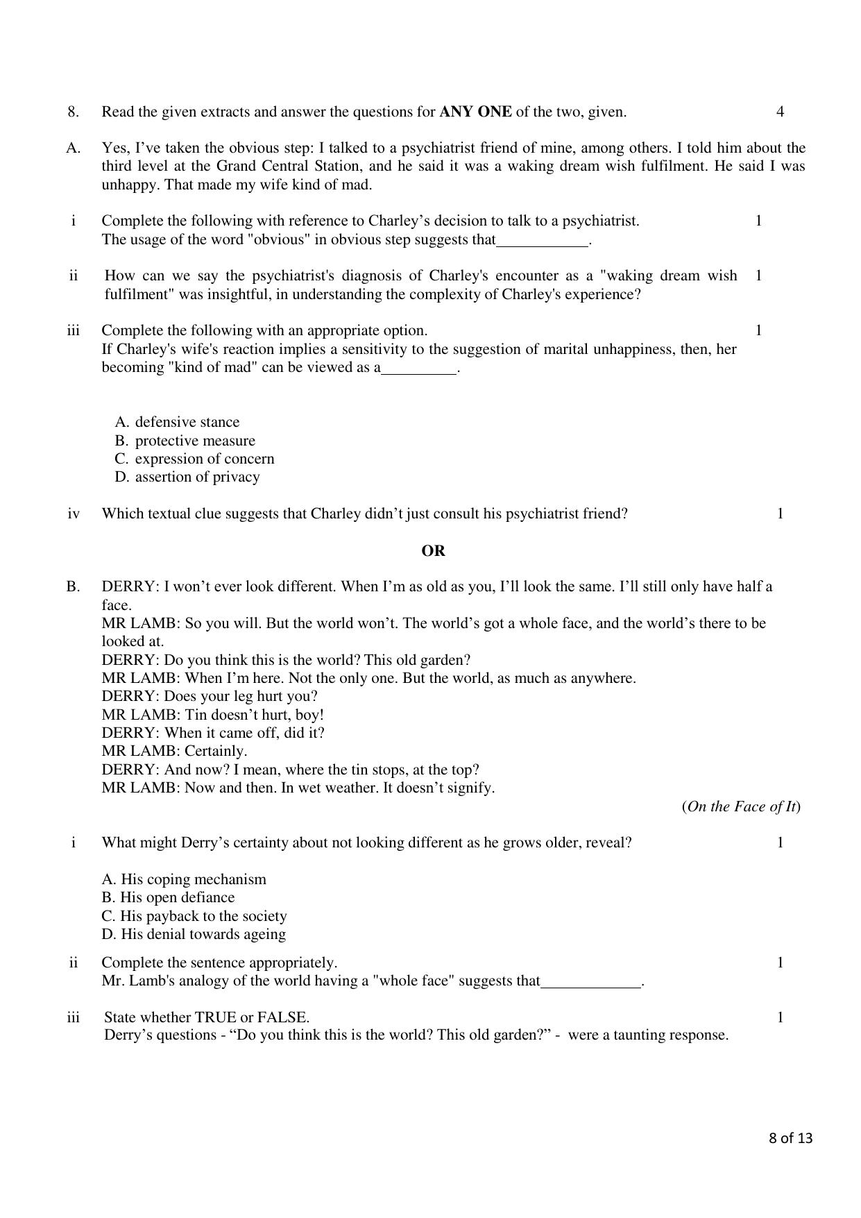 CBSE Class 12 English Core SET 2 Practice Questions 2023-24 - Page 8