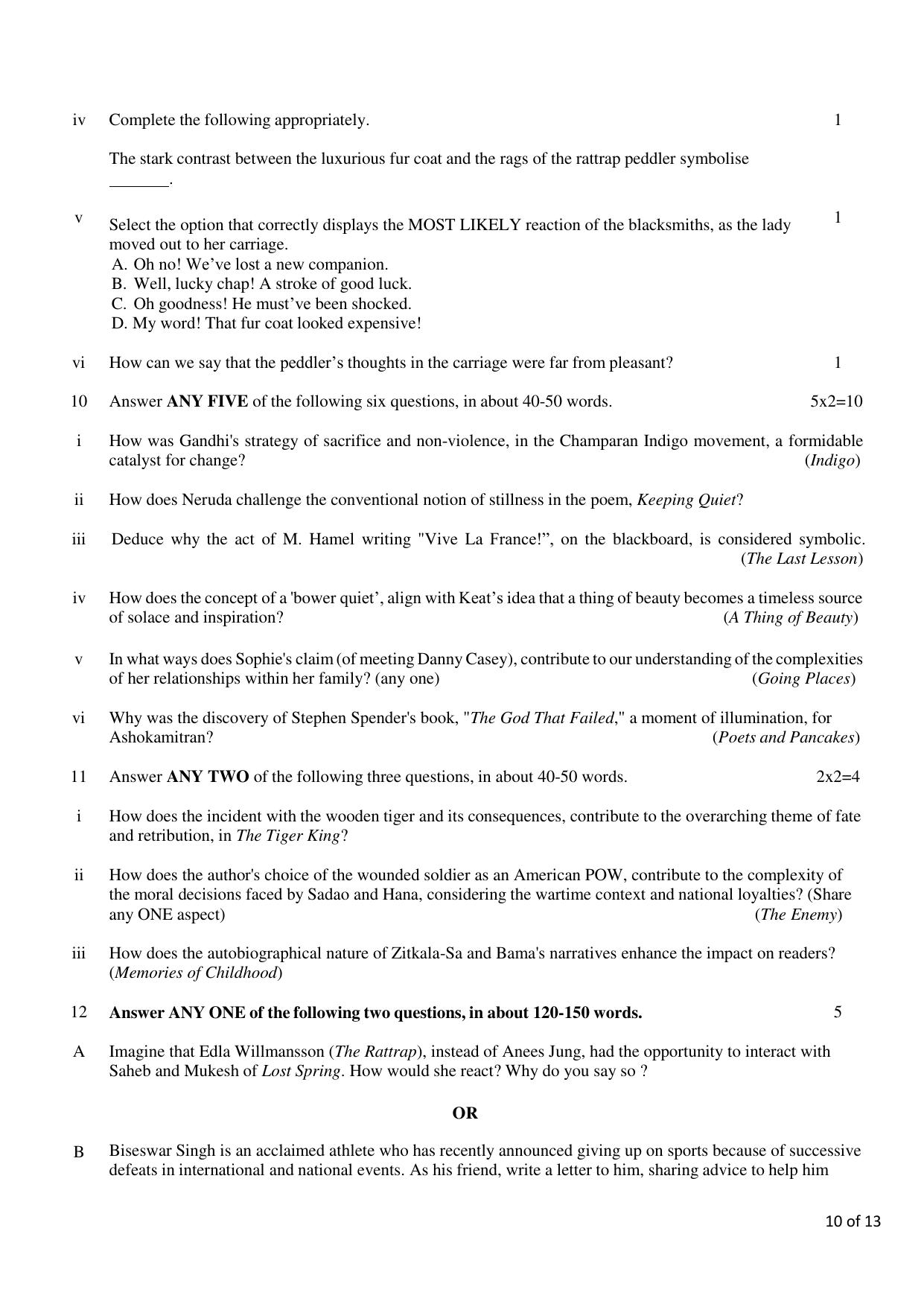 CBSE Class 12 English Core SET 2 Practice Questions 2023-24  - Page 10