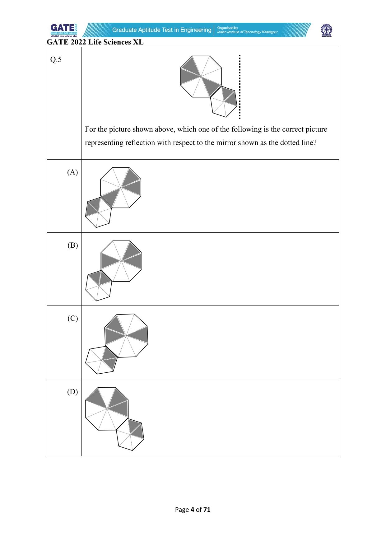 GATE 2022 Life Sciences (XL) Question Paper - Page 4