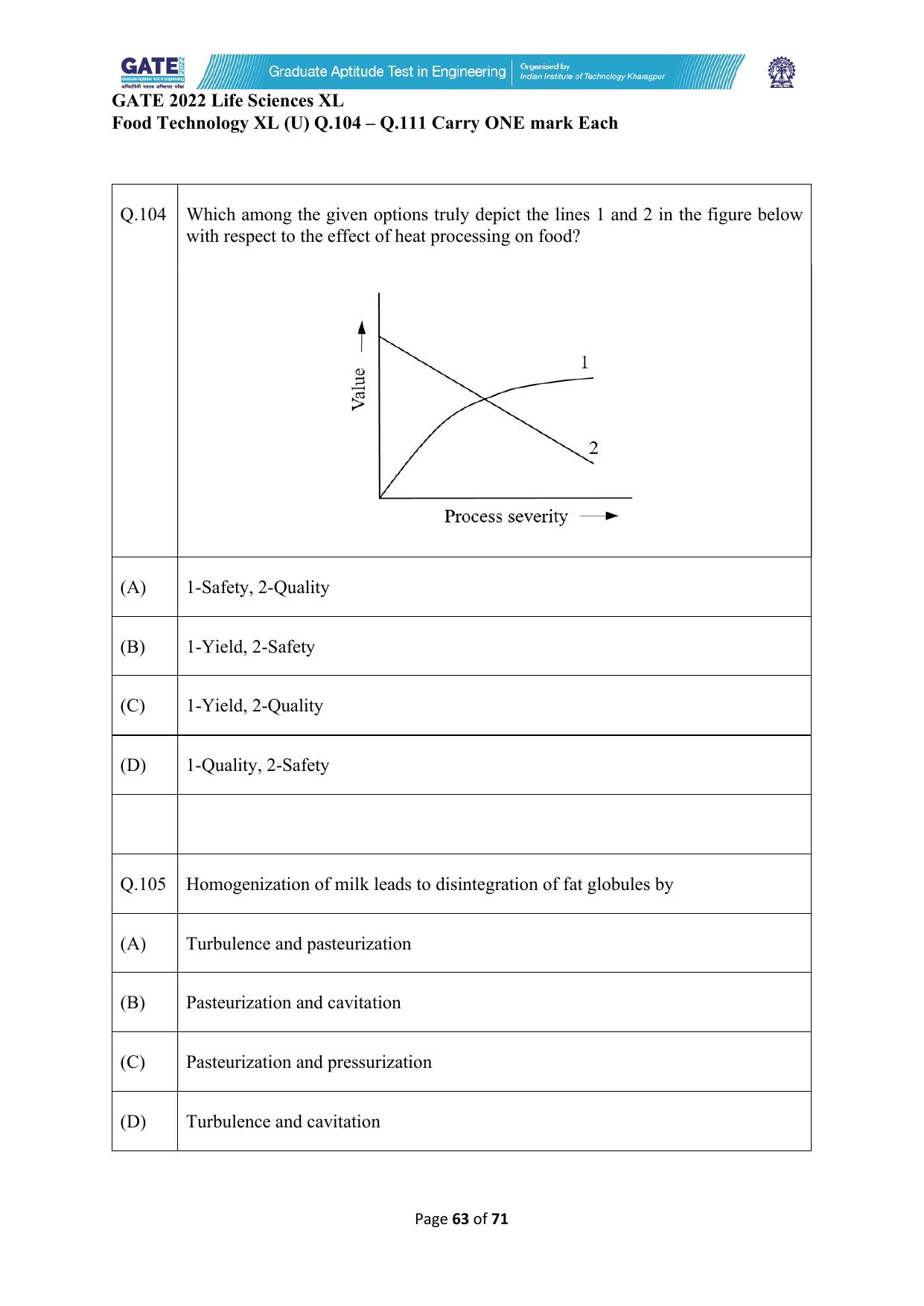 GATE 2022 Life Sciences (XL) Question Paper - Page 63
