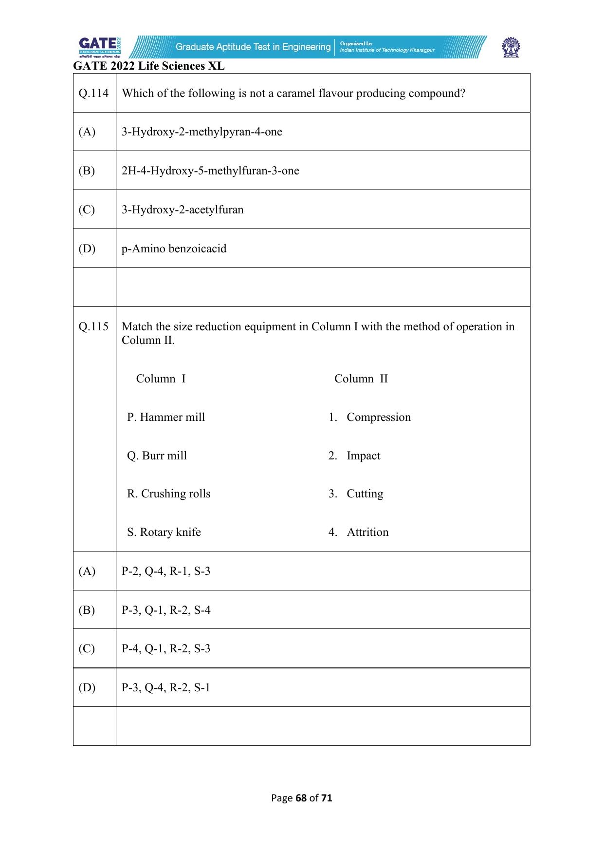 GATE 2022 Life Sciences (XL) Question Paper - Page 68