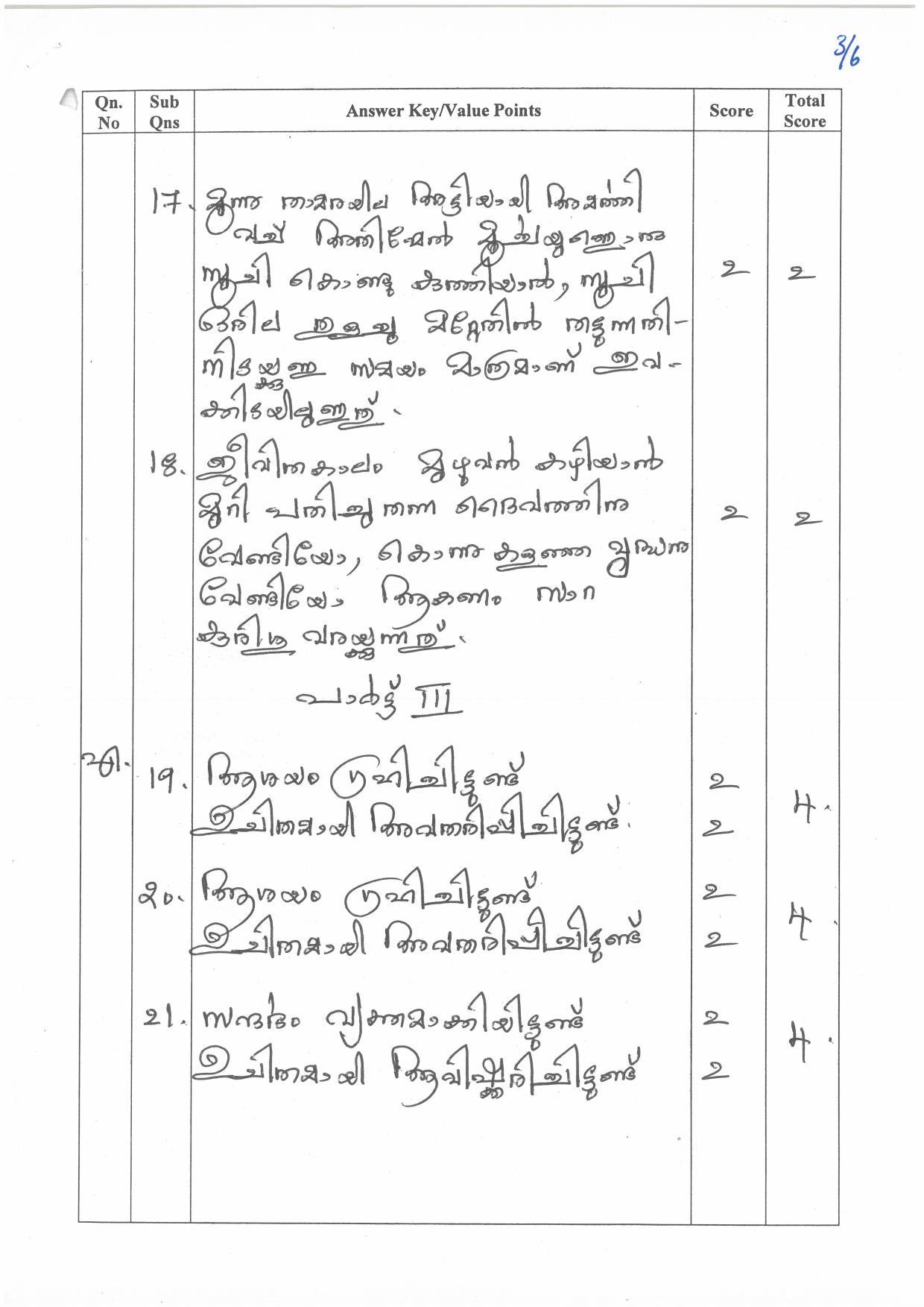 Kerala Plus Two (Class 12th) Answer Key 2022 - Malayalam Optional - Page 3
