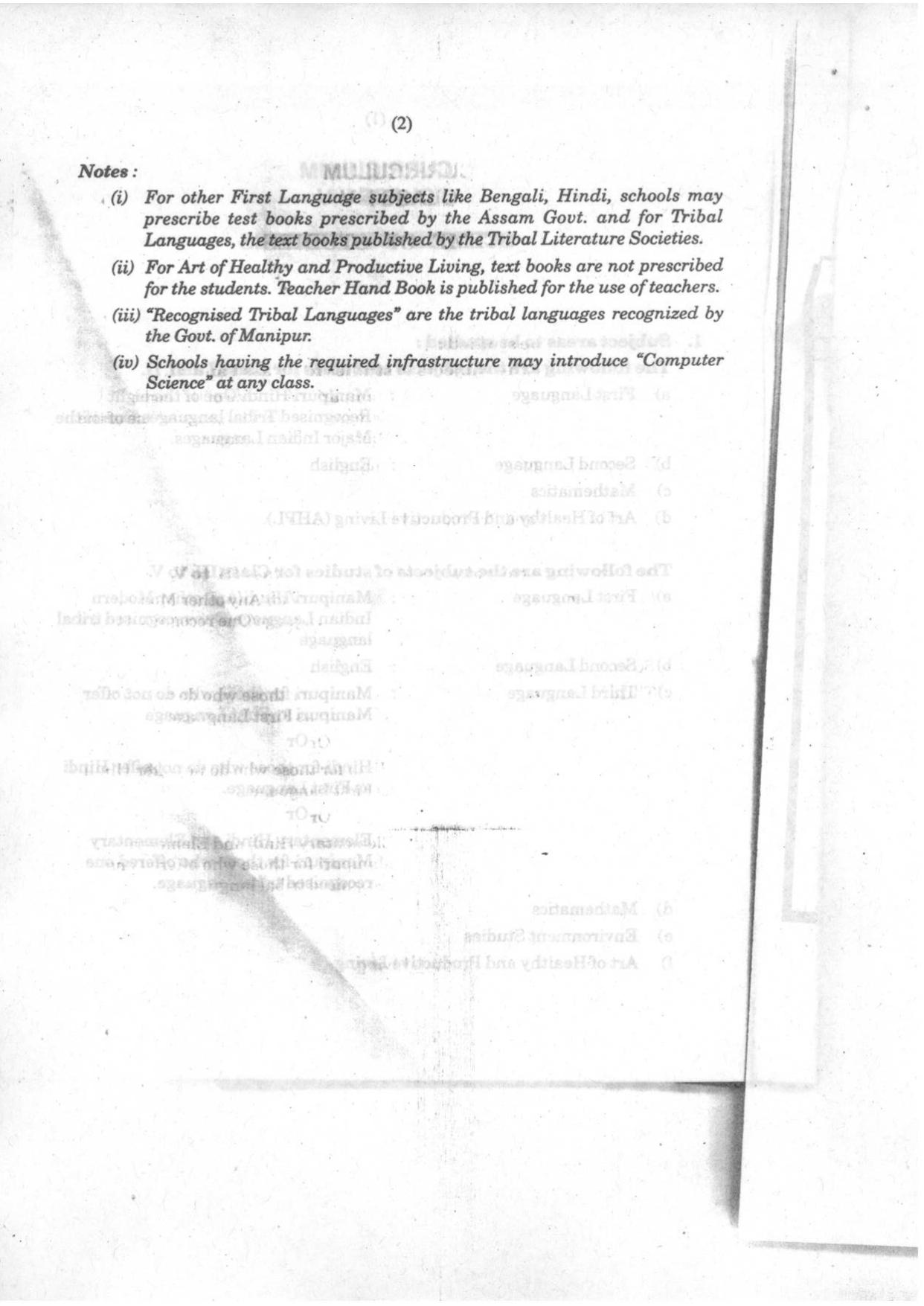 Manipur Board Syllabus for Class 1, 2, 3, 4, 5 - Page 2