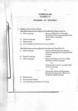 Manipur Board Syllabus for Class 1, 2, 3, 4, 5