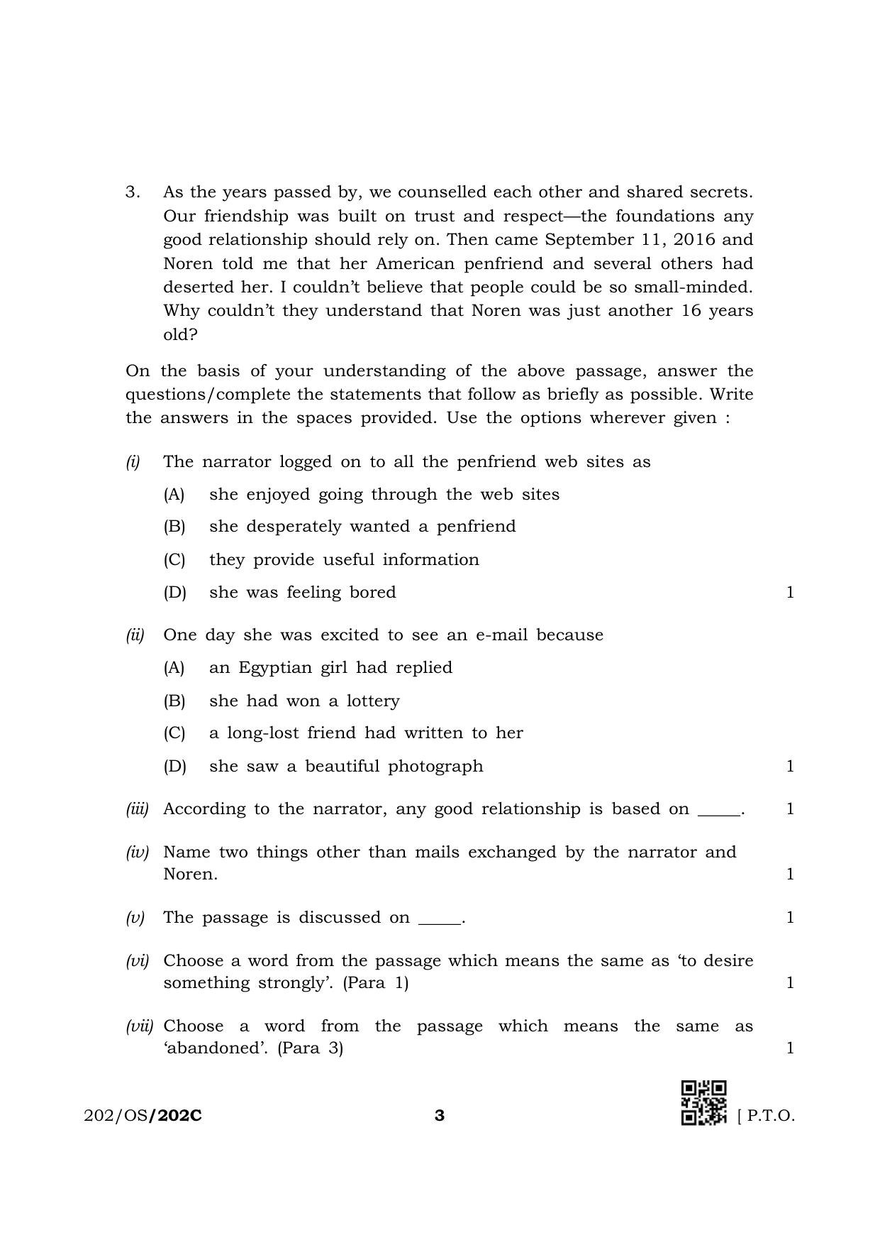 NIOS October 2019 Class 10 English (SET C) Question Paper - Page 3