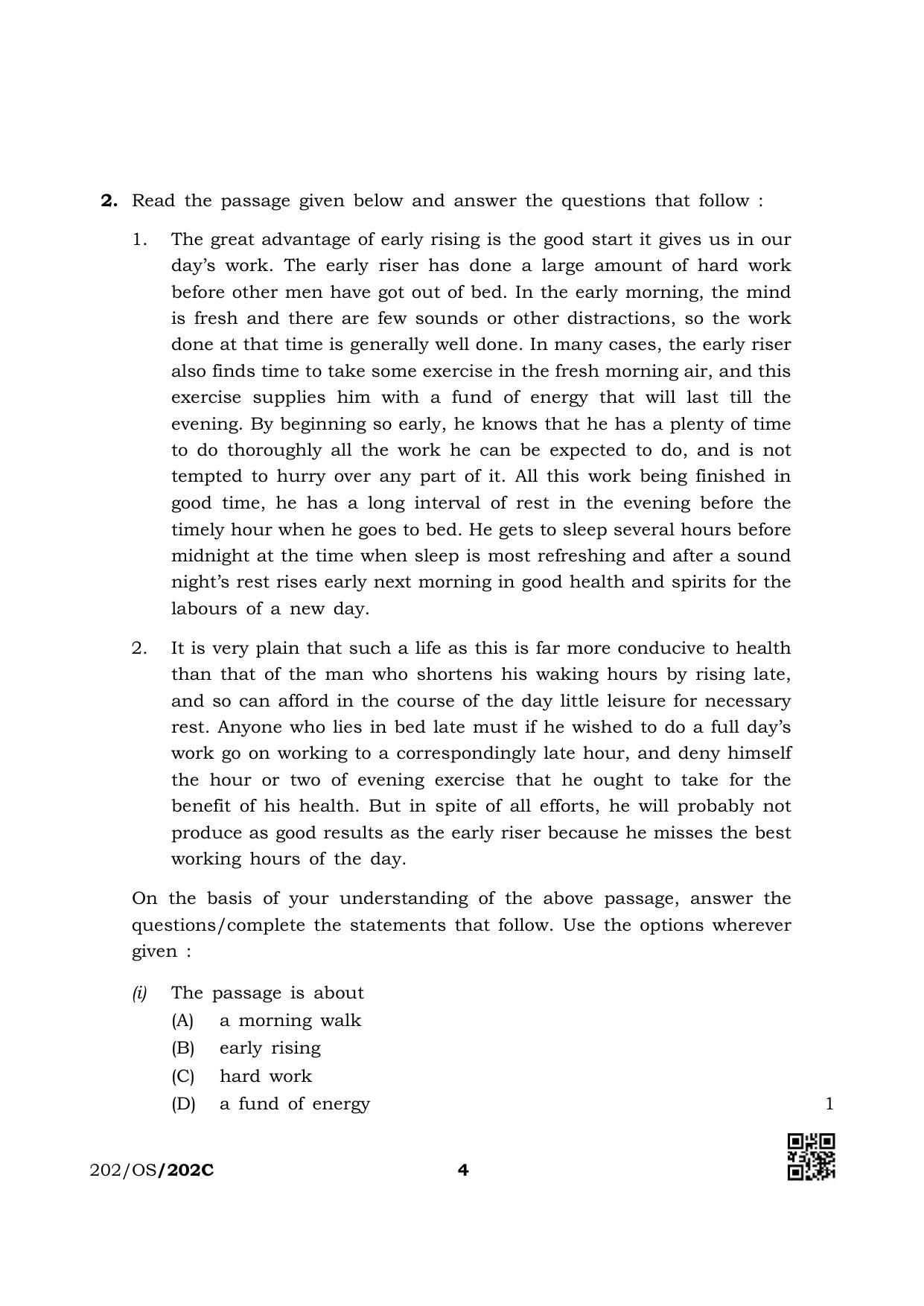 NIOS October 2019 Class 10 English (SET C) Question Paper - Page 4