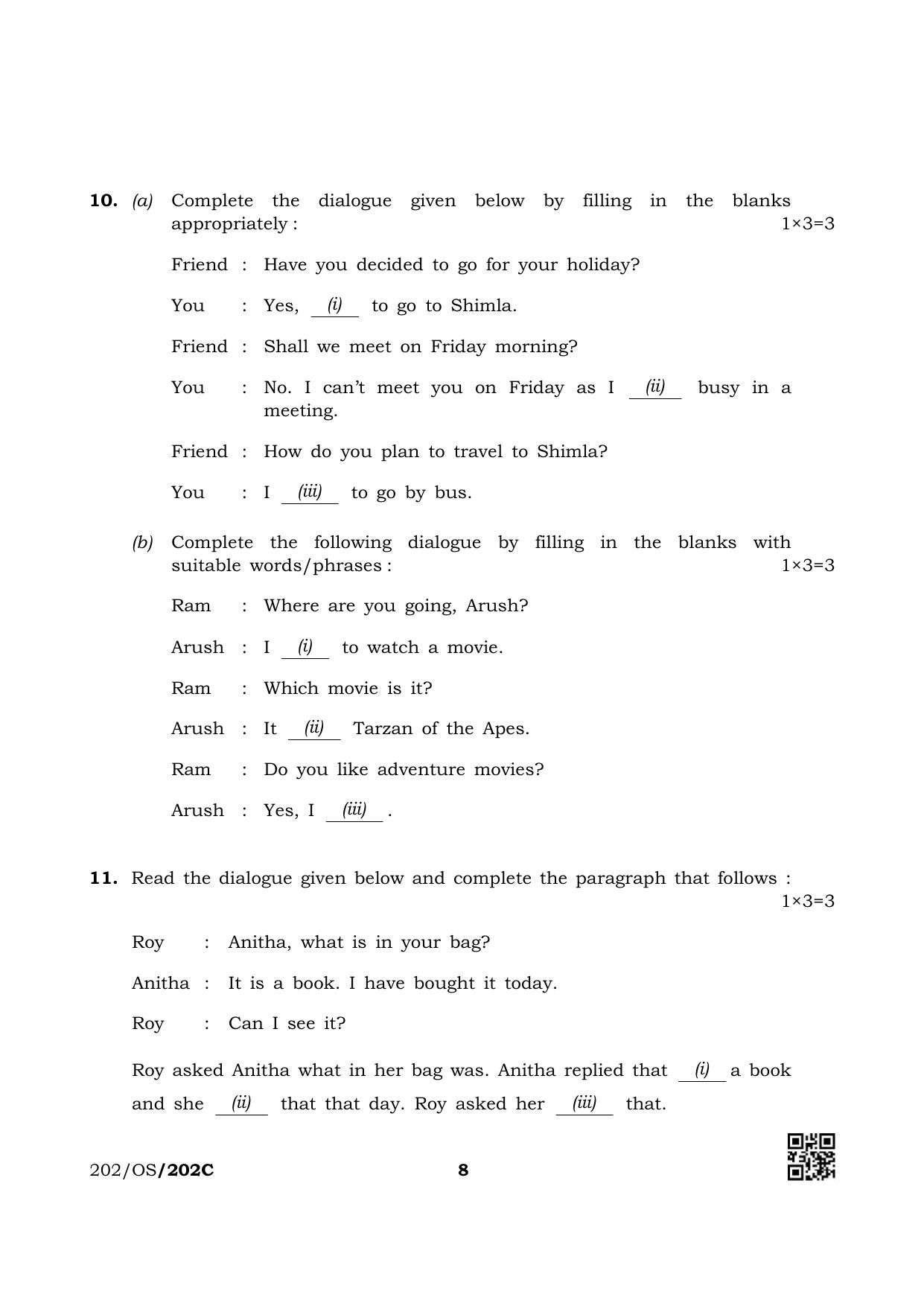 NIOS October 2019 Class 10 English (SET C) Question Paper - Page 8