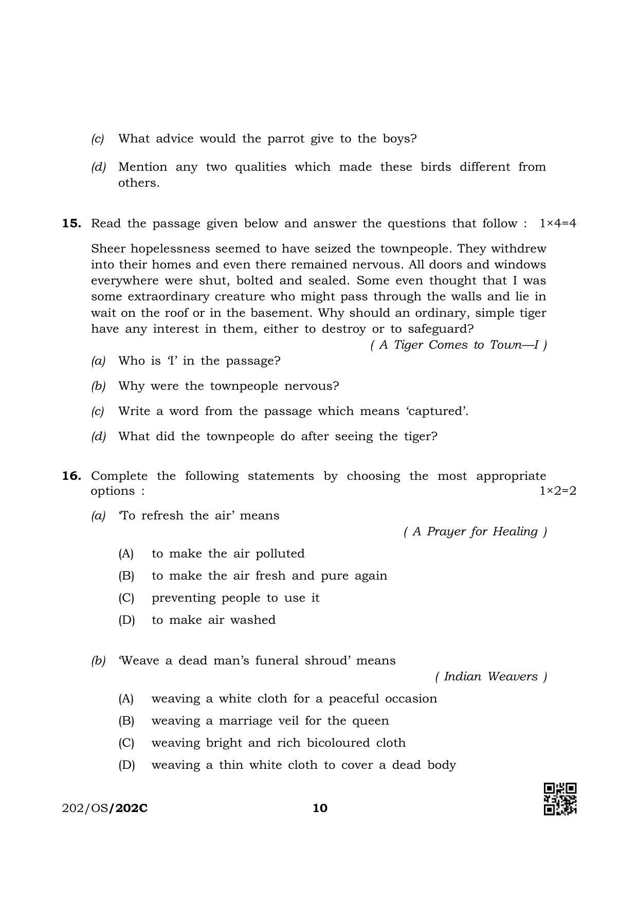 NIOS October 2019 Class 10 English (SET C) Question Paper - Page 10
