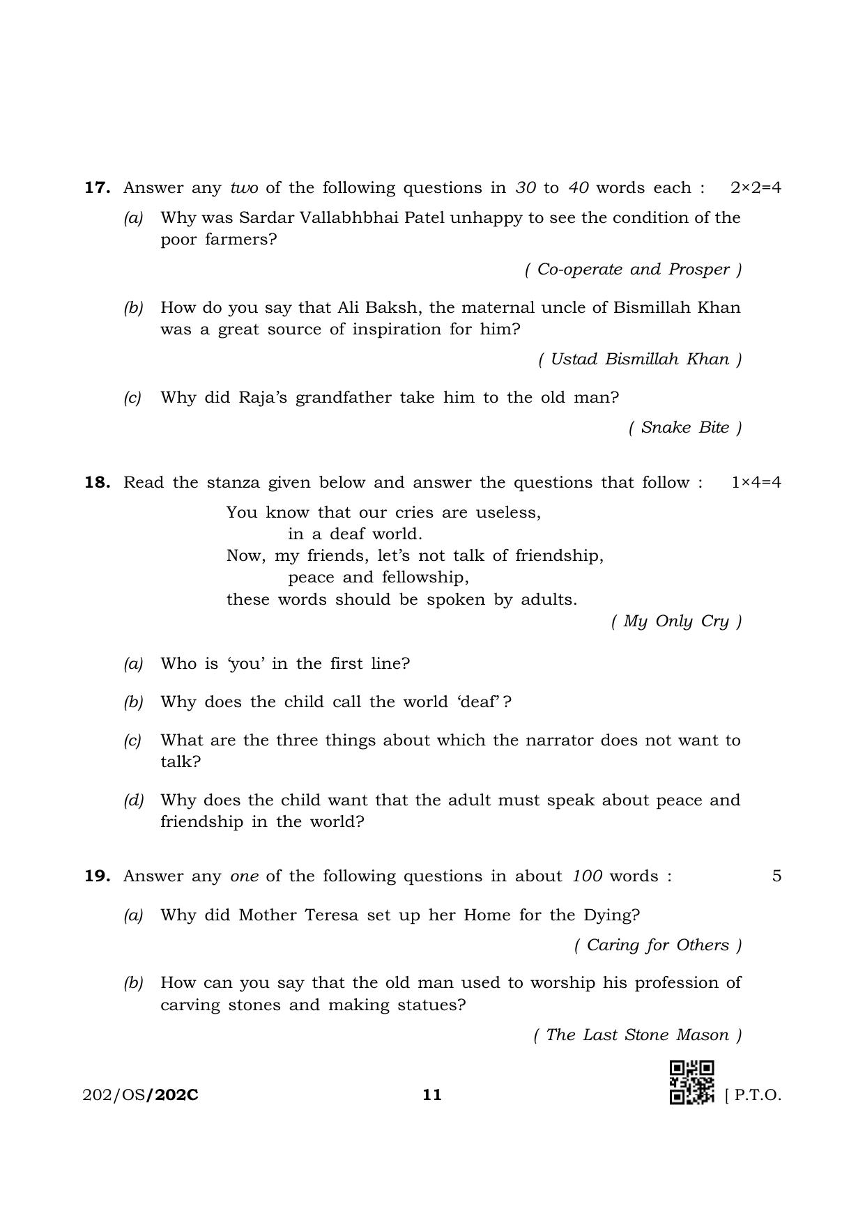 NIOS October 2019 Class 10 English (SET C) Question Paper - Page 11