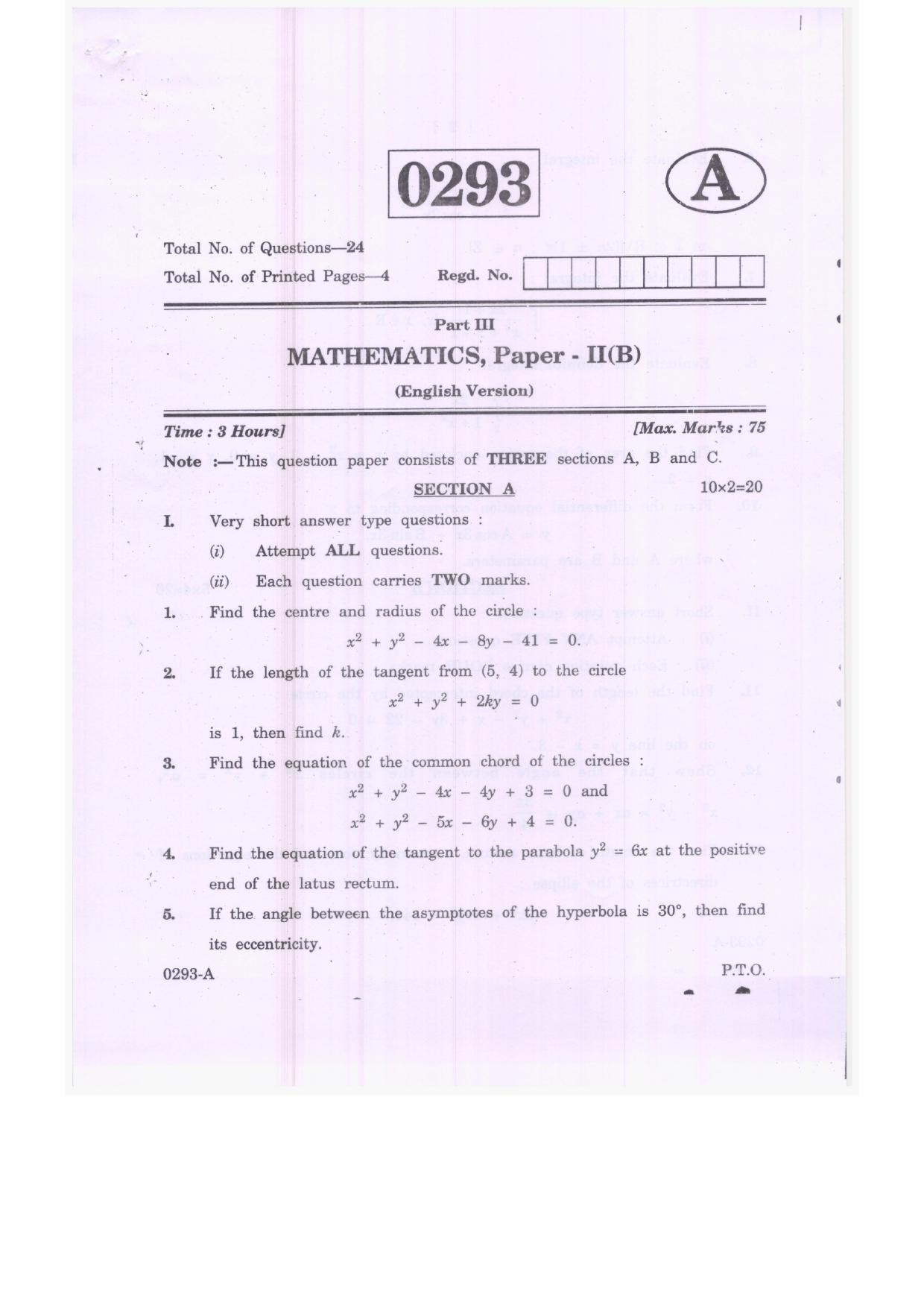 TS Inter 2nd Year Mathematics IIB Model Paper 2023 (PDF) - Page 1