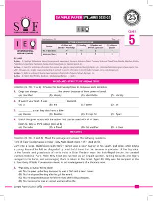 SOF IEO Class 5 (2023-2024) Sample Paper 