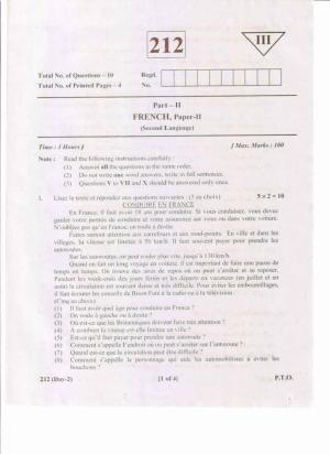 AP Inter 2nd Year French-II May-2019-General Question Paper