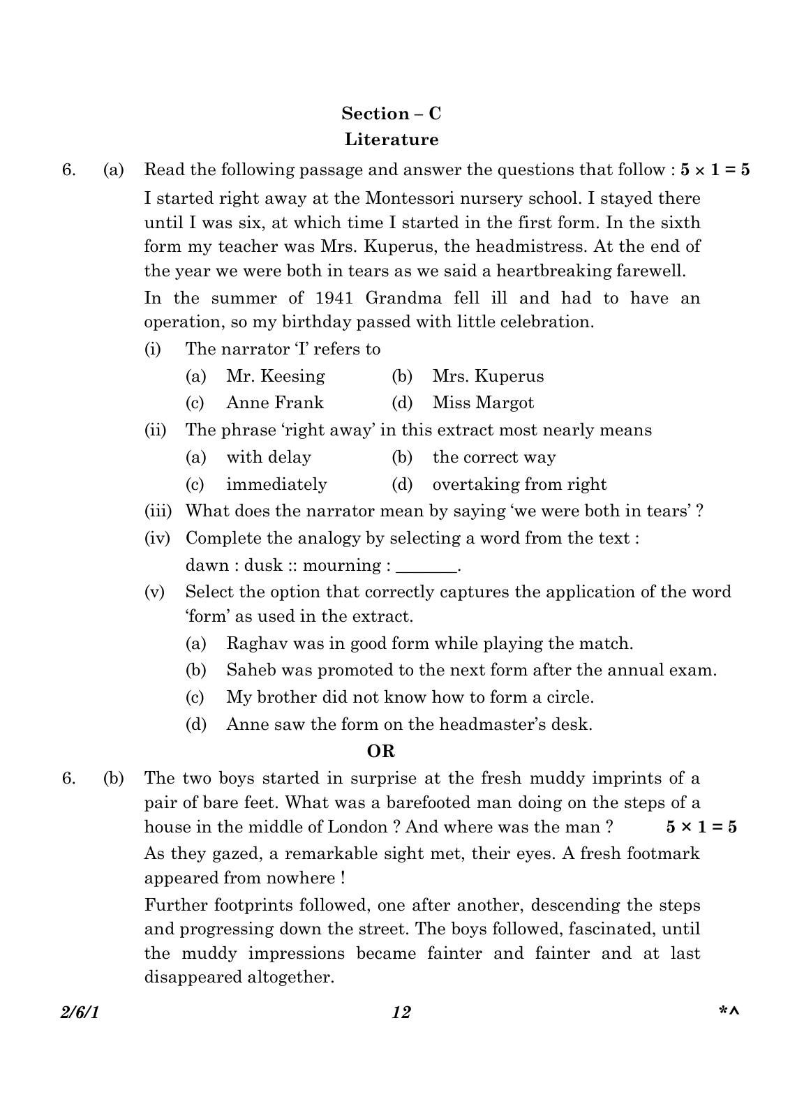 CBSE Class 10 2-6-1_English Language And Literature 2023 Question Paper - Page 12