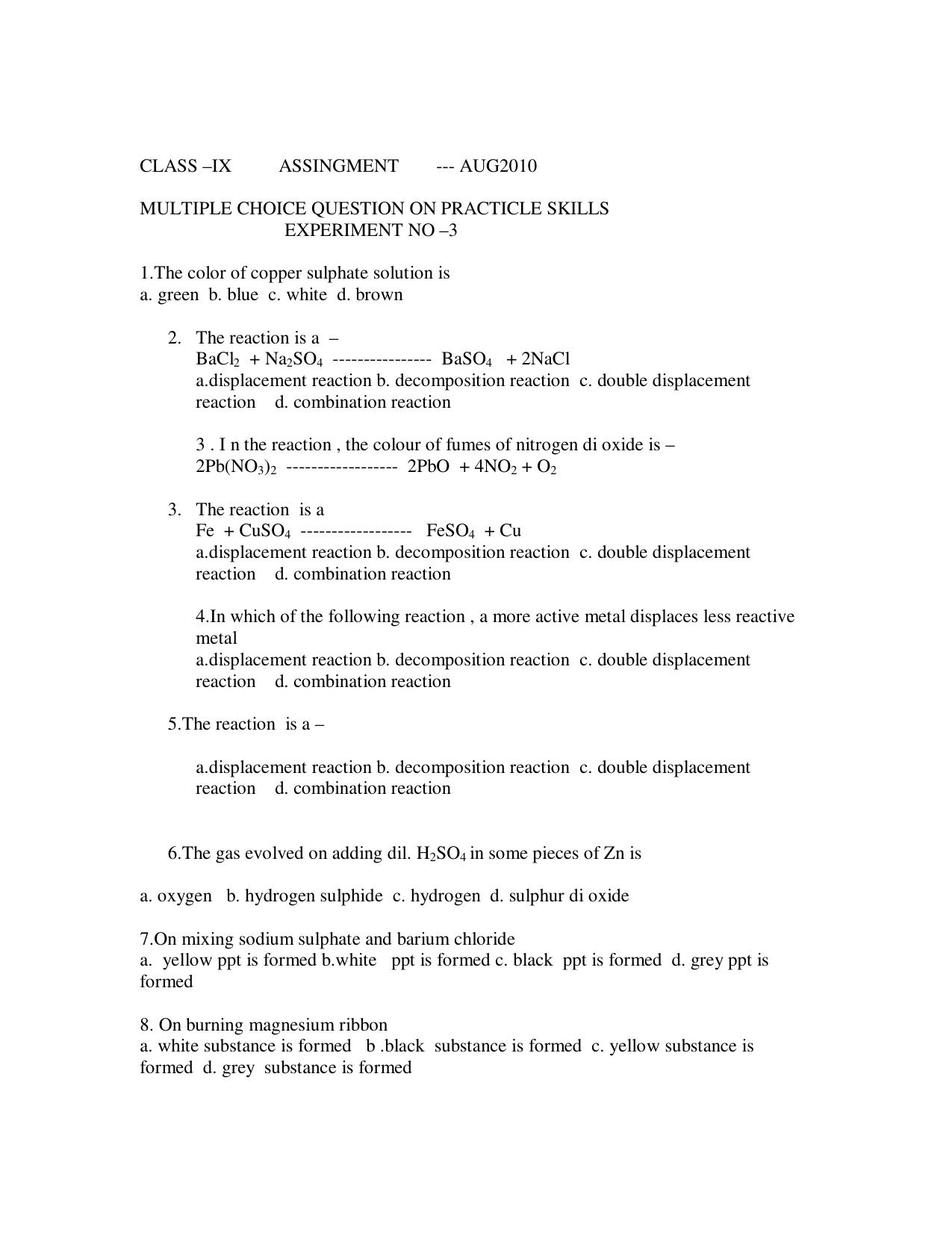 CBSE Worksheets for Class 9 Chemistry Assignment 18 - Page 4
