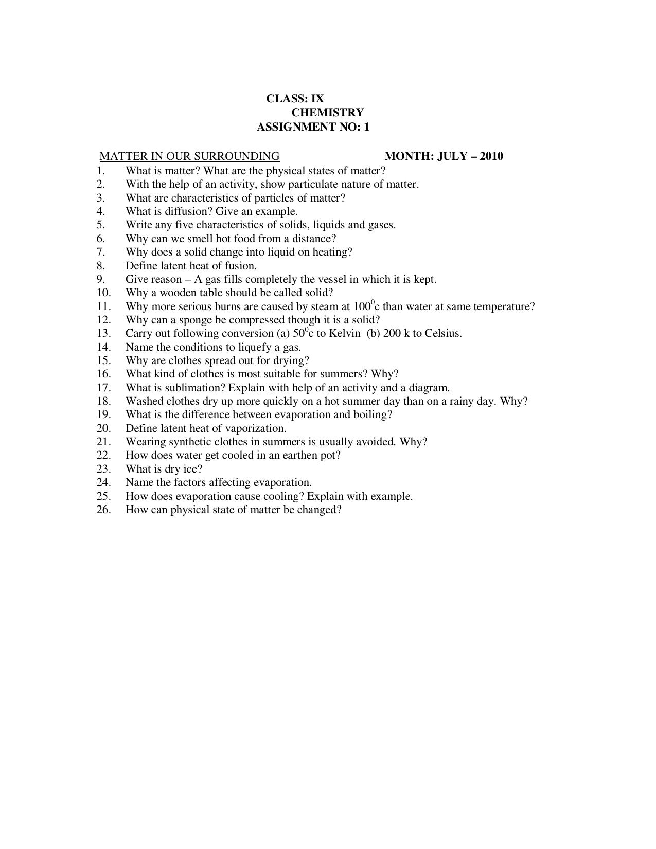 CBSE Worksheets for Class 9 Chemistry Assignment 18 - Page 8