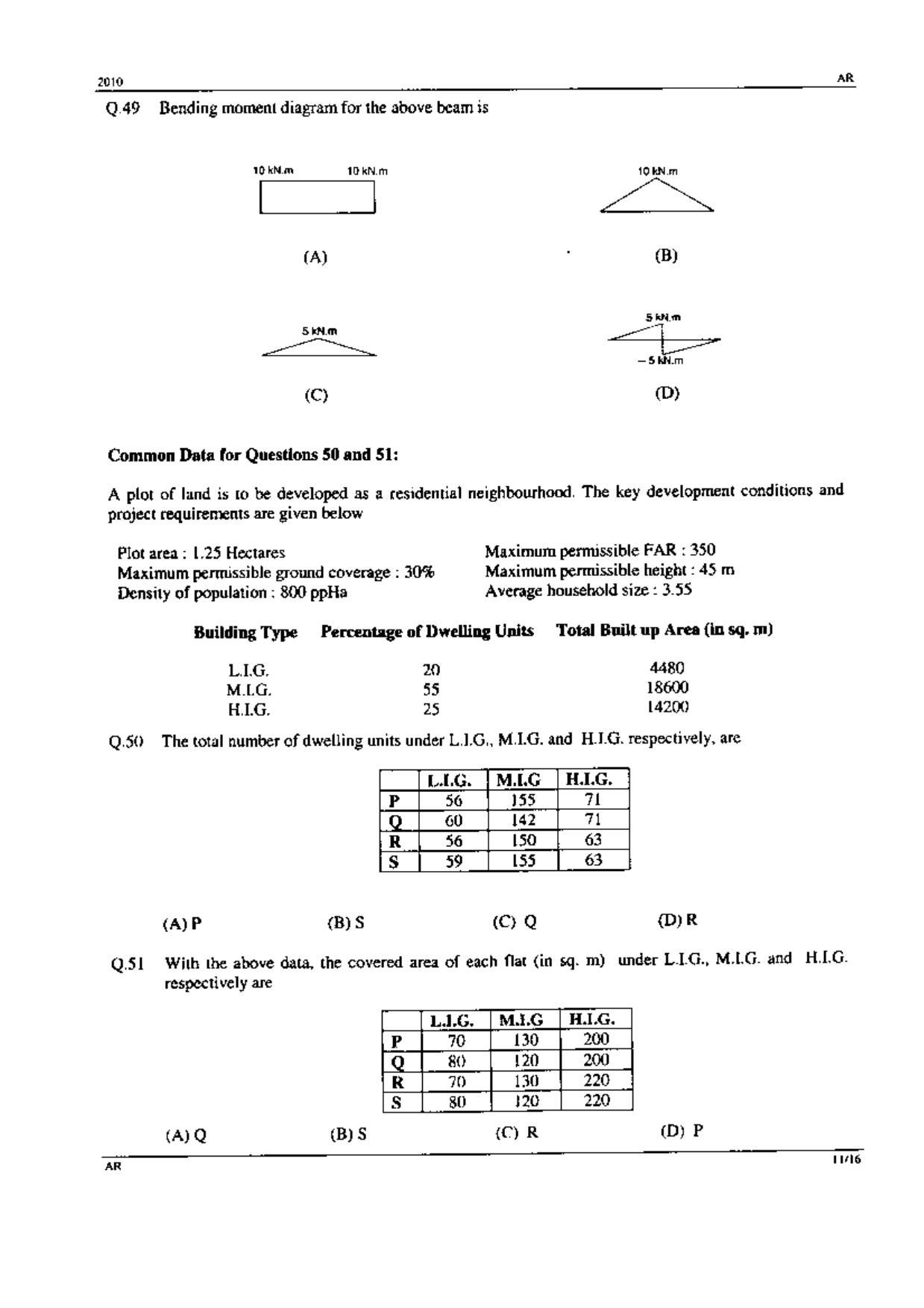 GATE 2010 Architecture and Planning (AR) Question Paper with Answer Key - Page 11