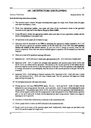 GATE 2010 Architecture and Planning (AR) Question Paper with Answer Key