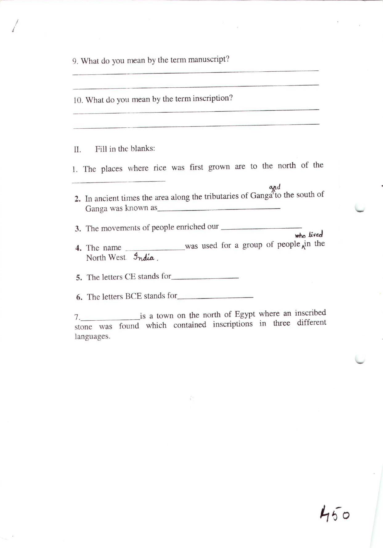 Cbse worksheets for class 6 social science what where how and when