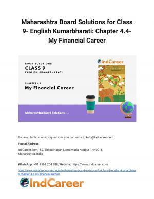Maharashtra Board Solutions for Class 9- English Kumarbharati: Chapter 4.4- My Financial Career