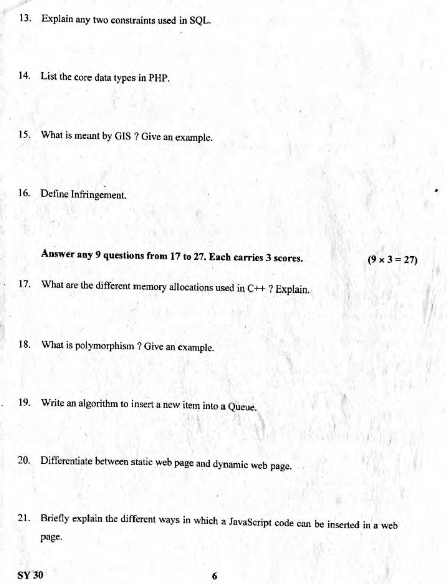 Kerala Plus Two 2019 Computer Science Question Paper - Page 3