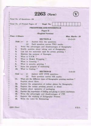 AP Inter 2nd Year Vocational Question Paper March - 2020 - Press Work Finishing - II (new)