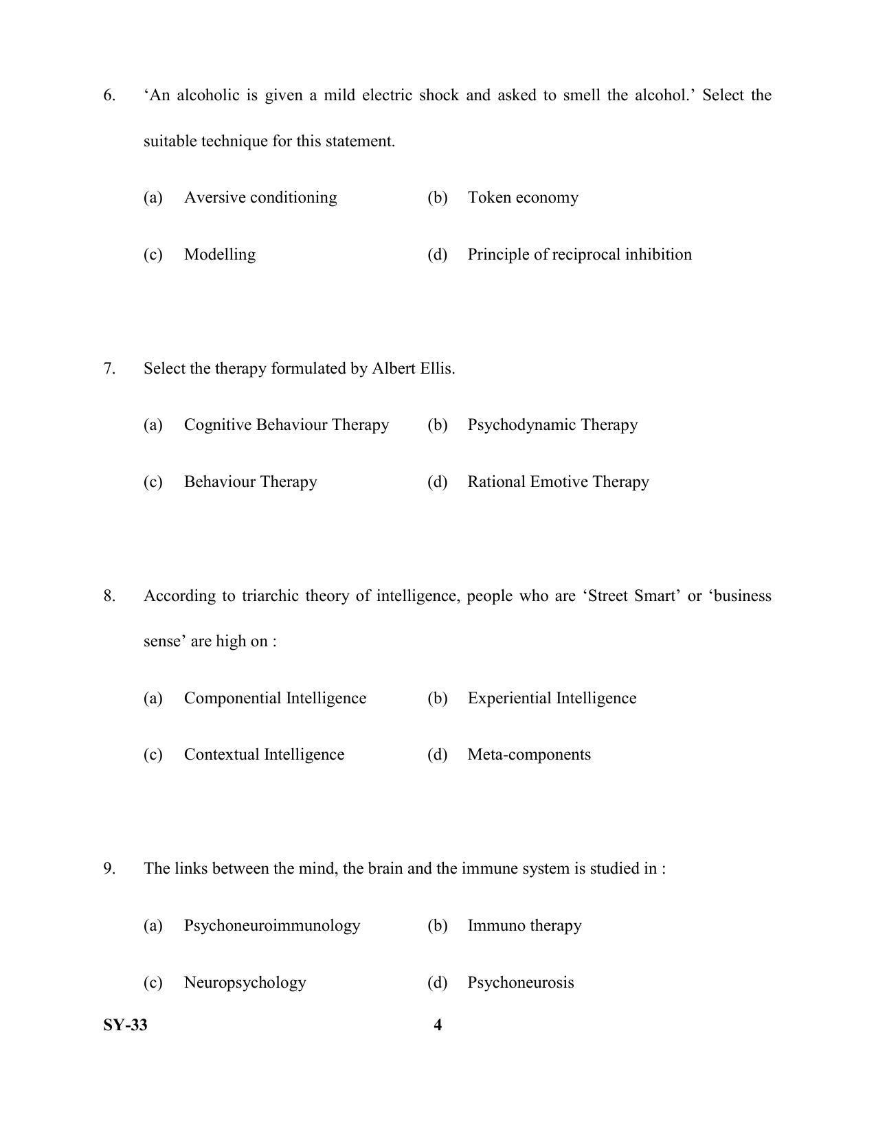 Kerala Plus Two Question Paper 2022 - Psychology - Page 4