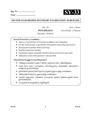 Kerala Plus Two Question Paper 2022 - Psychology