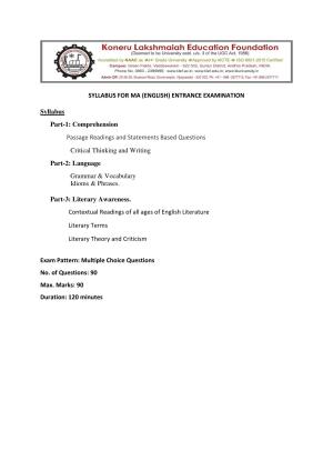 KLEEE MA (Digital Humanities and Language Studies) Syllabus