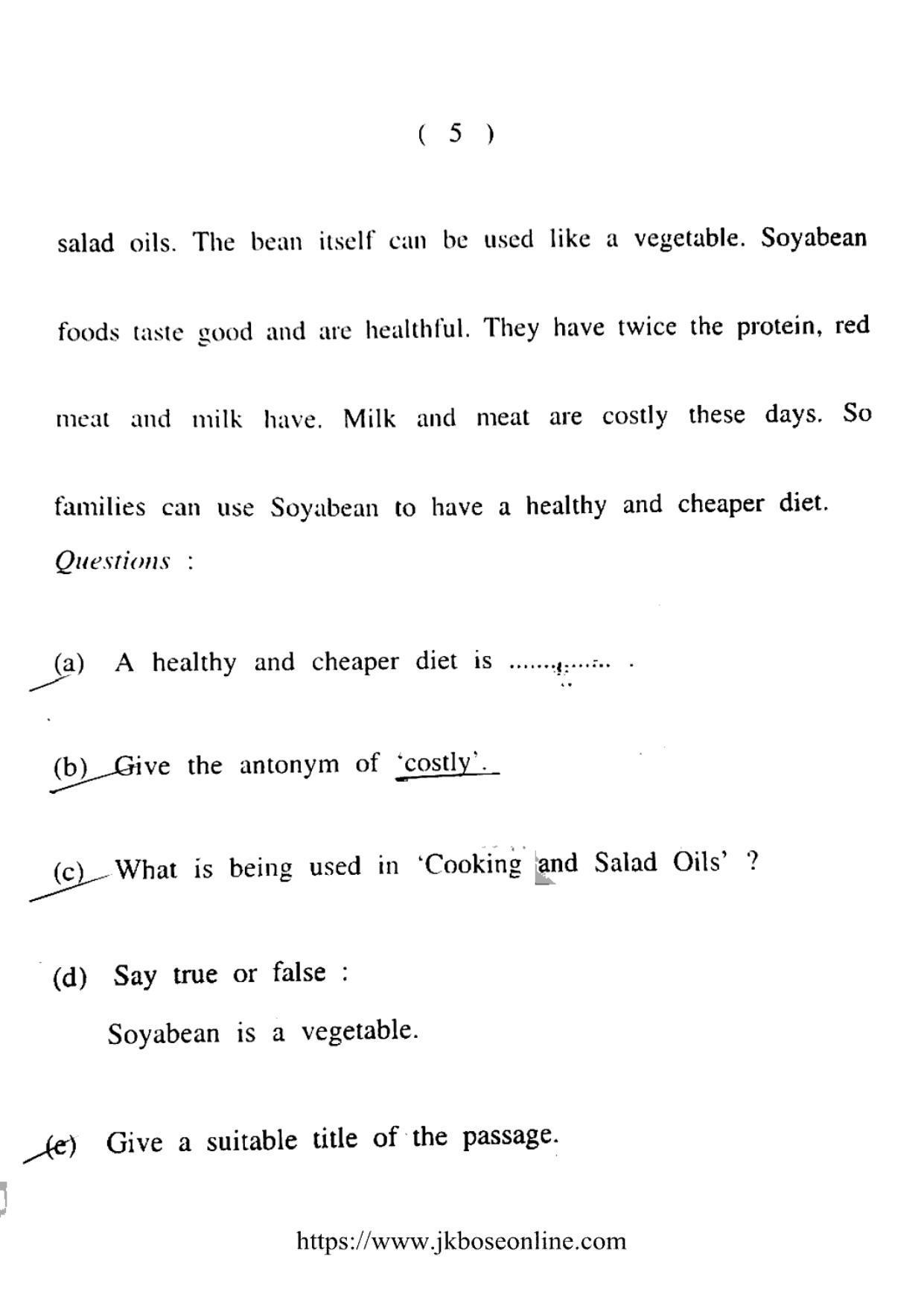 JKBOSE CLASS 10 English (5500-A) 2021 - Page 5